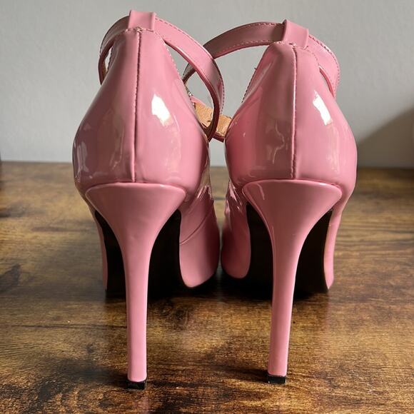 BFDC Pink Patent Rounded Toe Strap 5” High Heels - Picture 9 of 13